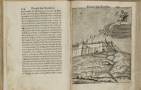 Pratiqve de la Guerre. Contenant l'usage de l'Artillerie,Bombes & Mortiers,Feux Artificiels & Petards,Sappes & Mines,Ponts & Pontons,Tranchees & Travaux, auec l'ordre des Assauts aux Breches. Ensemble vn traite des Feux de Ioye/par le sievr de Malthvs..